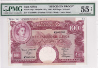 East Africa, 100 Shillings, 1961/1963, AUNC, p44sp, SPECİMEN PROOF