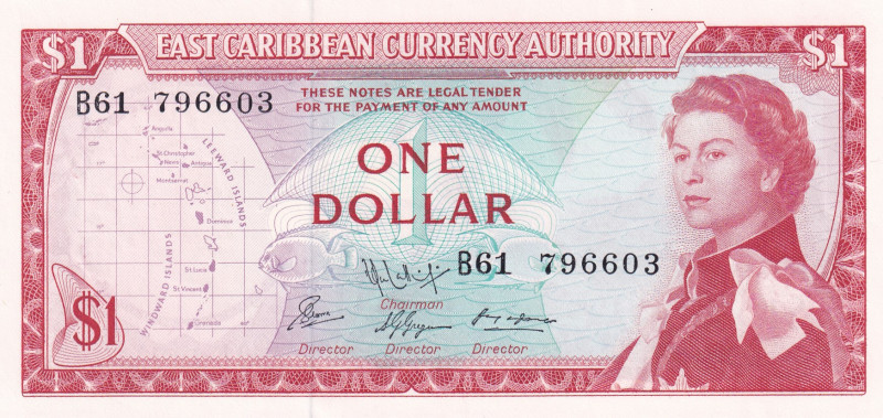 East Caribbean States, 1 Dollar, 1974, UNC, p13f

Queen Elizabeth II Portrait...