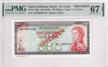 East Caribbean States, 100 Dollars, 1965, UNC, p16ks, SPECIMEN