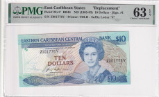 East Caribbean States, 10 Dollars, 1985/1993, UNC, p23v1, REPLACEMENT