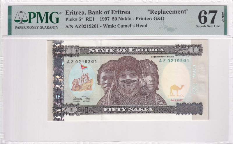 Eritrea, 50 Nakfa, 1997, UNC, p5, REPLACEMENT

PMG 67 EPQ

Estimate: USD 100...