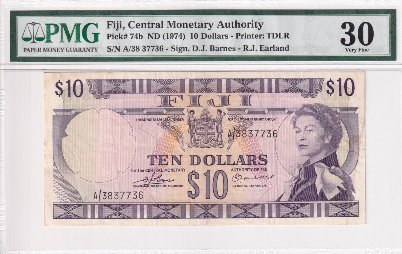 Fiji, 10 Dollars, 1974, UNC, p74b

PMG 30, Queen Elizabeth II Portrait

Esti...