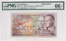 Luxembourg, 100 Francs, 1968, UNC, p14s, SPECIMEN