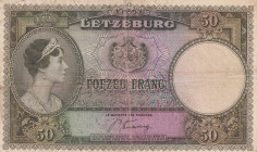 Luxembourg, 50 Francs, 1944, VF, p46