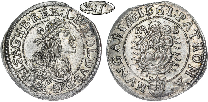 Leopold I, House of Habsburg / RDR
3 Kreuzer 1661 Körmöcbánya / Kremnica / Kremn...