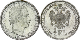 House of Habsburg - Franz Joseph I. (1848-1916) ¼ Gulden 1860 B