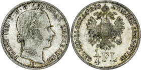 House of Habsburg - Franz Joseph I. (1848-1916) ¼ Gulden 1860 B