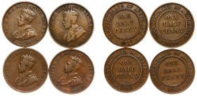 Australia – George V (1910-1936) One Half Penny Lot – 4 pcs