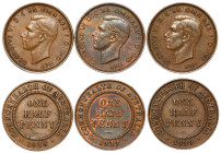 Australia – George VI (1936-1952) One Half Penny Lot – 3 pcs