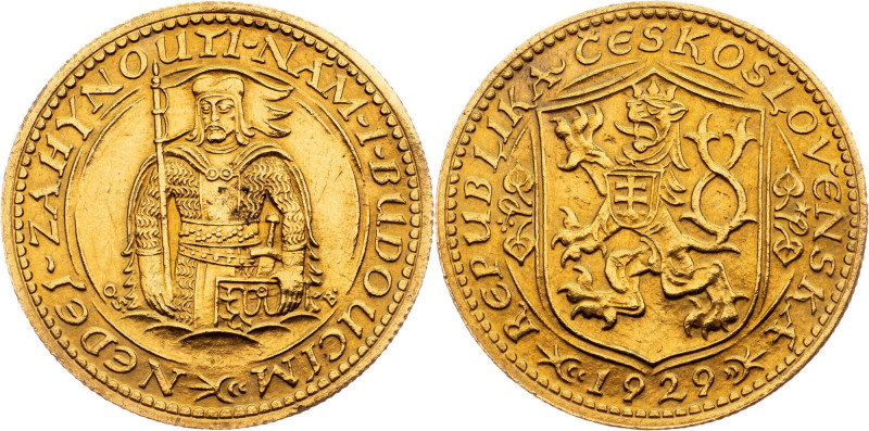 Ducat 1929. Kremnitz. 
Slightly wavy, cleaned. 
Rare! 
 
Tschechoslowakei (1918-...