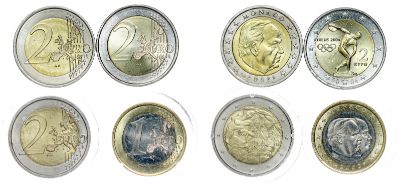 France, Greece, Monaco 1, 2 Euro LOT – 4 pcs

UNC