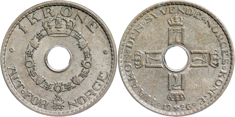 Norway 1 Krone 1926 Kongsberg

KM#385, Ahlström 24 - RARE

About UNC, nice tonin...