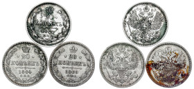 Russia - Alexander II., 1855-1881. 20 Kopecks LOT – 3 pcs