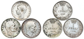 Serbia – 1897, 1912, 1915 1 Dinar - LOT