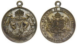 BULGARIA. Ferdinand I., 1887-1918 Versilberte Bronzemedaille 1893