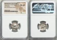 MACEDONIAN KINGDOM. Alexander III the Great (336-323 BC). AR drachm (18mm, 1h). NGC Choice XF. Early posthumous issue of Teos, ca. 310-301 BC. Head of...