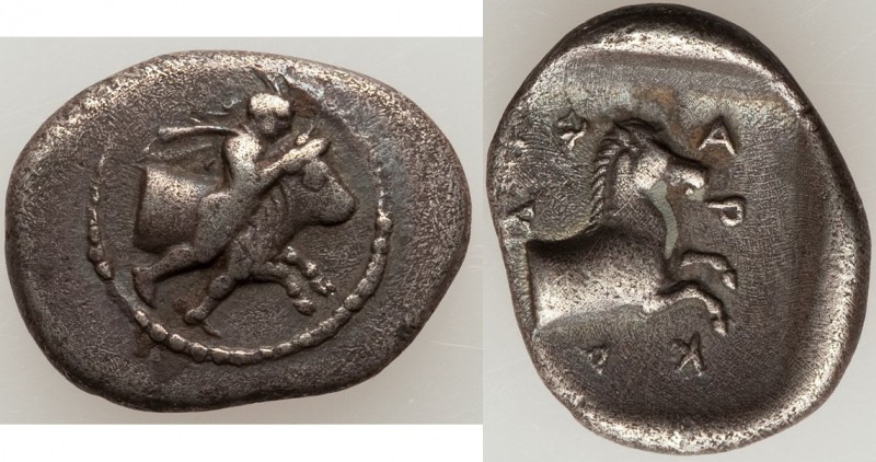 THESSALY. Pharcadon. Ca. 440-400 BC. AR hemidrachm (17mm, 2.71 gm, 11h). VF. The...