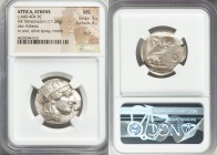 ATTICA. Athens. Ca. 440-404 BC. AR tetradrachm (25mm, 17.20 gm, 6h). NGC MS 5/5 - 4/5, scuff. Mid-mass coinage issue. Head of Athena right, wearing cr...