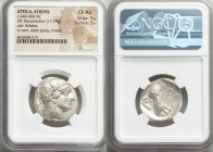 ATTICA. Athens. Ca. 440-404 BC. AR tetradrachm (26mm, 17.19 gm, 10h). NGC Choice AU 5/5 - 5/5. Mid-mass coinage issue. Head of Athena right, wearing c...