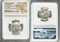 ATTICA. Athens. Ca. 440-404 BC. AR tetradrachm (27mm, 17.18 gm, 7h). NGC Choice AU 4/5 - 5/5. Mid-mass coinage issue. Head of Athena right, wearing cr...
