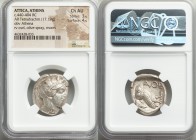 ATTICA. Athens. Ca. 440-404 BC. AR tetradrachm (25mm, 17.19 gm, 9h). NGC Choice AU 3/5 - 4/5. Mid-mass coinage issue. Head of Athena right, wearing cr...