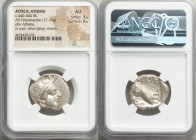 ATTICA. Athens. Ca. 440-404 BC. AR tetradrachm (24mm, 17.19 gm, 9h). NGC AU 3/5 - 4/5. Mid-mass coinage issue. Head of Athena right, wearing crested A...