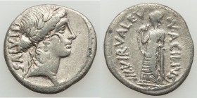 Mn. Acilius Glabrio (ca. 49 BC). AR denarius (18mm, 3.53 gm, 5h). VF. Rome. Laureate head of Salus right, wearing cruciform earring and bead necklace,...