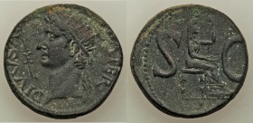 Divus Augustus (27 BC-AD 14). AE as (27mm, 11.34 gm, 1h). VF. Rome, AD 15-16. DIVVS AVGV-STVS PATER, radiate head of Divus Augustus left; star above, ...