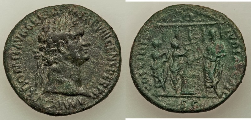 Domitian, as Augustus (AD 81-96). AE as (29mm, 9.73 gm, 6h). VF. Rome, AD 88. IM...