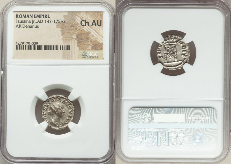 Faustina Junior (AD 147-175/6). AR denarius (17mm, 6h). NGC Choice AU. Rome, AD ...