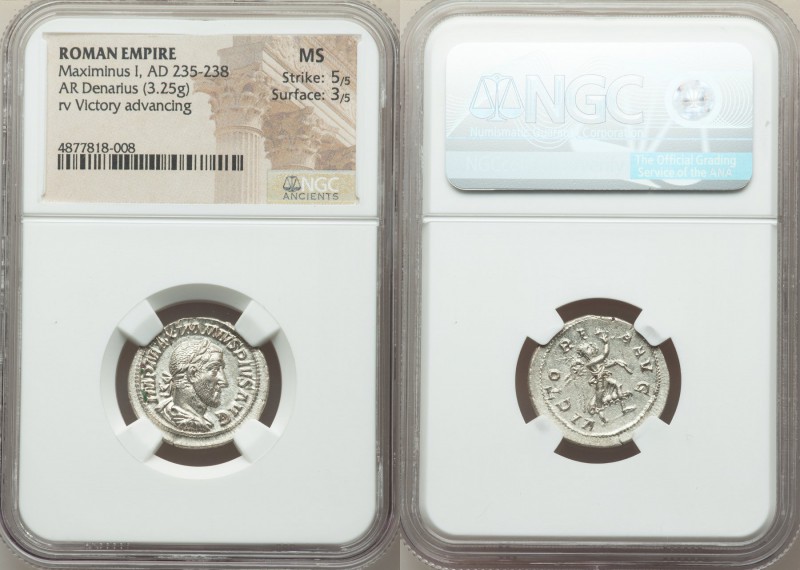 Maximinus I (AD 235-238). AR denarius (20mm, 3.25 gm, 11h). NGC MS 5/5 - 3/5. Ro...