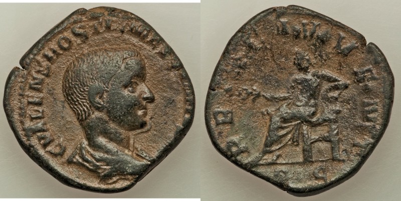 Hostilian, as Caesar (AD 250-251). AE sestertius (28mm, 14.04 gm, 1h). VF. Rome,...