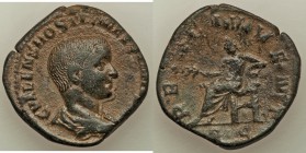 Hostilian, as Caesar (AD 250-251). AE sestertius (28mm, 14.04 gm, 1h). VF. Rome, AD 251. C VALENS HOSTIL MES QVINTVS N C, bare headed, draped bust of ...