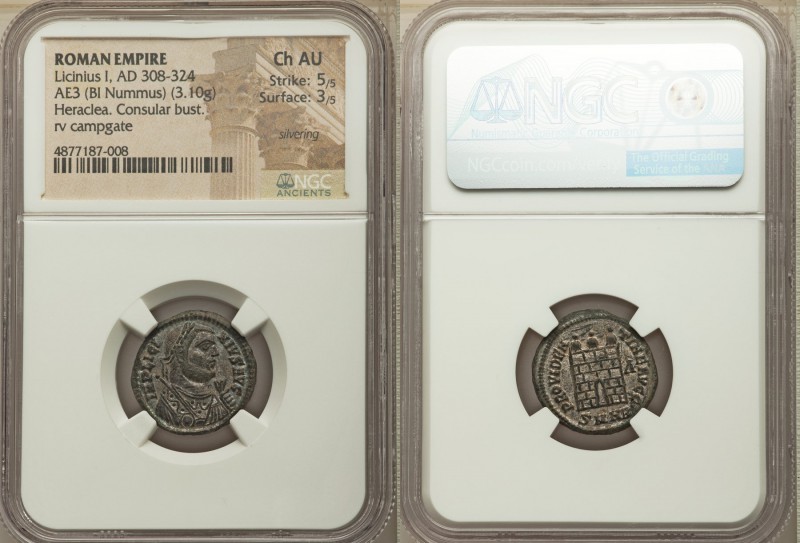 Licinius I (AD 308-324). AE3 or BI nummus (20mm, 3.10 gm, 11h). NGC Choice AU 5/...