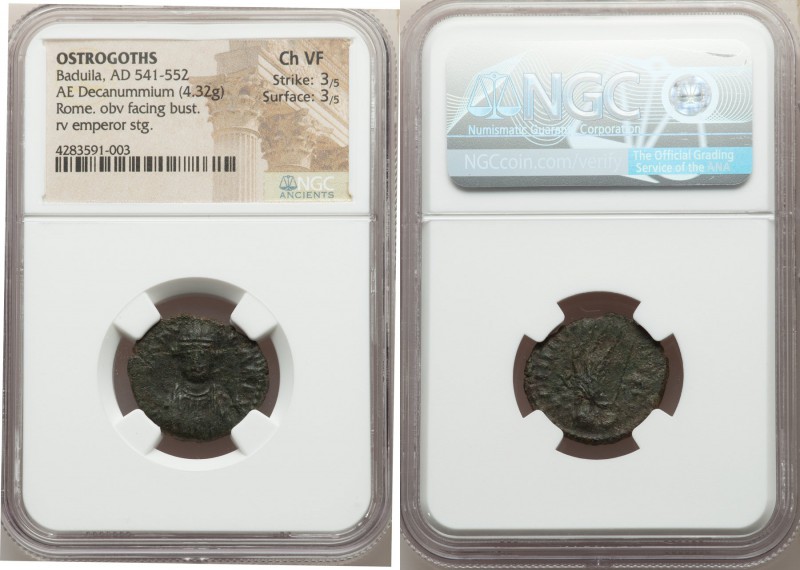 OSTROGOTHS. Baduila (AD 541-552). AE decanummium (22mm, 4.32 gm, 6h). NGC Choice...