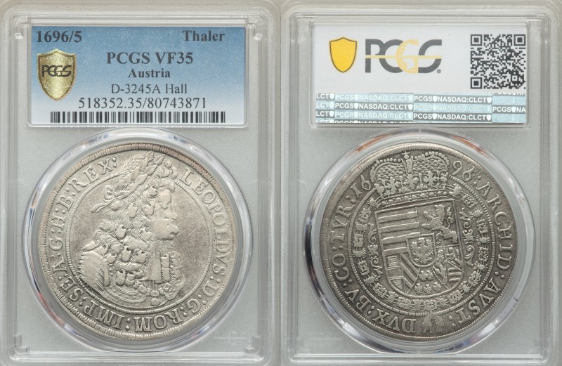 Leopold I Taler 1696 VF35 PCGS, Hall mint, KM1303.5, Dav-3245A. A lovely sterlin...