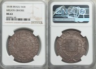 João VI 960 Reis 1818-R MS63 NGC, Rio de Janeiro mint, KM326.1. Considerably finer than is usually encountered, the undertype almost completely oblite...