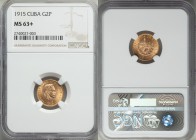 Republic gold 2 Pesos 1915 MS63+ NGC, Philadelphia mint, KM17.

HID09801242017