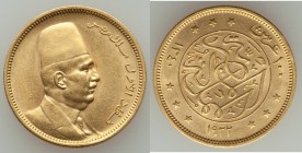 Fuad I gold 100 Piastres AH 1340 (1922) AU, British Royal mint, KM341. 23mm. 8.49gm. AGW 0.2391 oz. From the Engelen Collection of World Coinage

HID0...