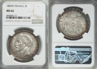 Napoleon III 5 Francs 1869-A MS62 NGC, Paris mint, KM799.1.

HID09801242017
