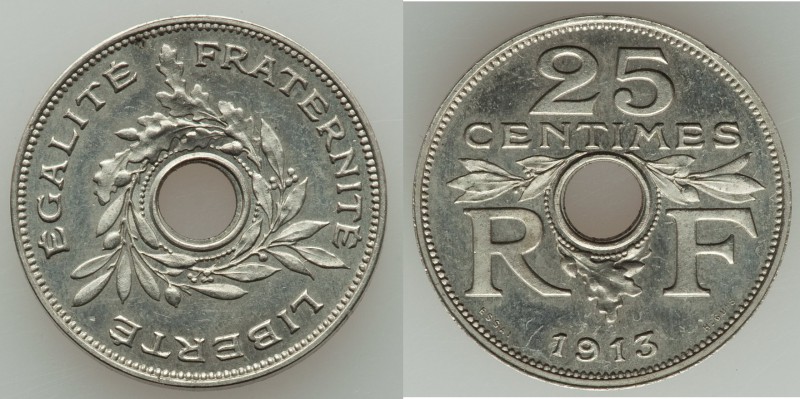 Republic nickel Essai 25 Centimes 1913 UNC, KM-E42, Maz-2144. 23mm. 5.01gm From ...