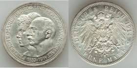 Anhalt-Dessau. Friedrich II 5 Mark 1914-A AU (cleaned), Berlin mint, KM31. 38mm. 27.81gm. One-year type struck to commemorate the silver wedding anniv...