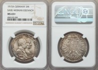 Saxe-Weimar-Eisenach. Wilhelm Ernst 3 Mark 1915-A MS65+ NGC, Berlin mint, KM222. Centenary of Grand Duchy. 

HID09801242017