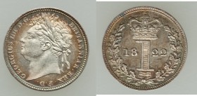 George III 4-Piece Uncertified Maundy Set 1822, 1) Penny - UNC, KM683. 11mm. 0.51gm. 2) 2 Pence - AU, KM684. 14mm. 0.94gm. 3) 3 Pence - XF, KM685.1. 1...