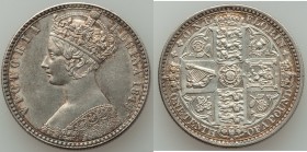 Victoria "Gothic" Florin 1849 XF, KM745, S-3890. 28mm. 11.30gm. Exceptional strike with light golden-brown toning. From the Engelen Collection of Worl...