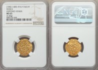Venice. Antonio Venier (1382-1400) gold Ducat MS63 NGC, Venice mint, Fr-1229. 20mm. 3.40gm. ANTO • VЄNЄRIO DVX S • M • VЄNЄTI, St. Mark standing right...
