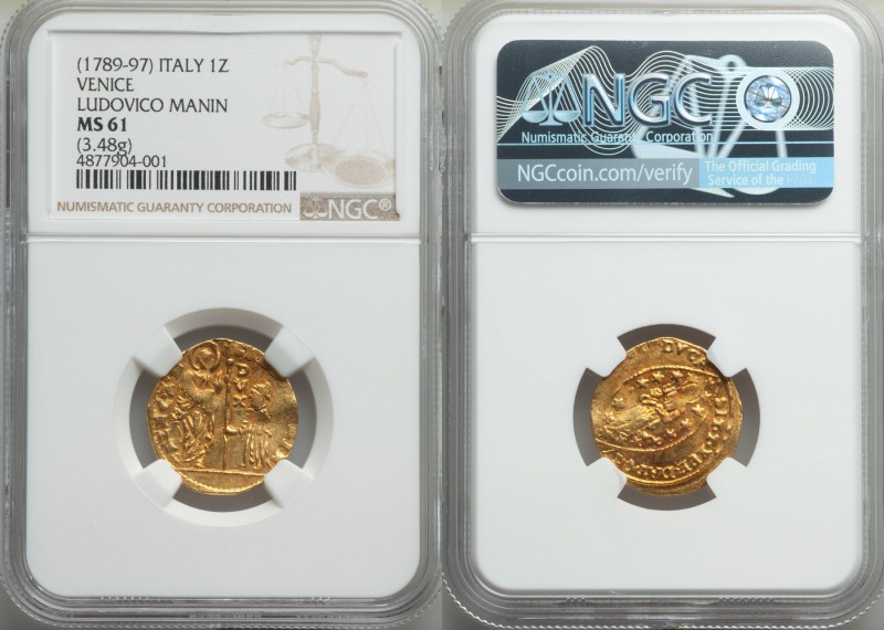 Venice. Ludovico Manin (1789-1797) gold Zecchino ND MS61 NGC, Venice mint, KM755...