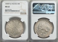 Republic 8 Reales 1840 Pi-JS MS63 NGC, San Luis Potosi mint, KM377.12, DP-Pi15. Medal axis. Possessing a slightly soft strike but with a dazzling fros...