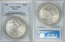 Estados Unidos "Caballito" Peso 1912 MS62 PCGS, Mexico City mint, KM453. Surfaces are illuminated fully by outstanding luster highlighting the strike....