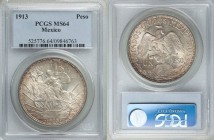 Estados Unidos "Caballito" Peso 1913 MS64 PCGS, Mexico City mint, KM453. Just enough red-gold toning to enhance the cartwheel luster below. 

HID09801...